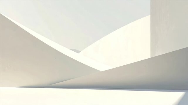 Abstract architectural composition with softly lit, curving white planes and subtle textures