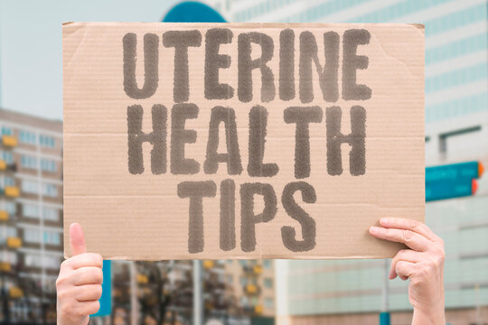 "Uterine Health Tips" Maintaining good uterine health involves regular screenings, proper nutrition, and managing stress. UTERINE. HEALTH. SCREEN. NUTRITION. STRESS.