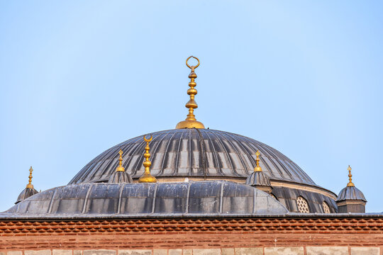 Dome of Valide-i Cedid Mosque in &Uuml;sk&uuml;dar, Istanbul with golden finial