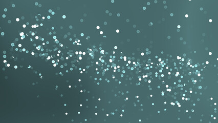 Teal background with glowing white and blue particles. Perfect for technology, science, abstract concepts, and digital design projects.