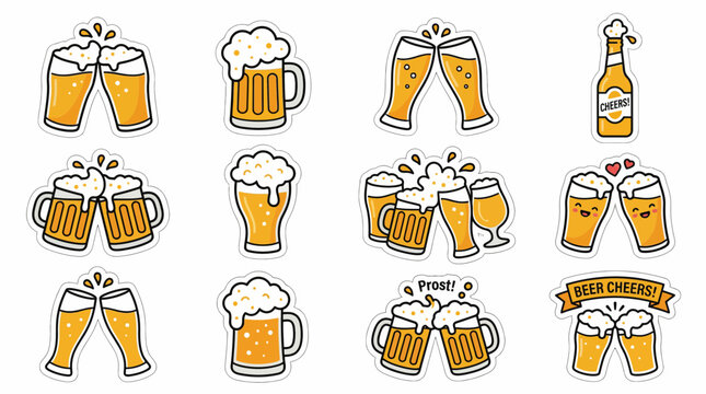 Beer Cheers Stickers Collection - Festive Toasts and Celebrations