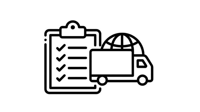 Global Logistics Checklist with Truck and Globe Motion Graphic