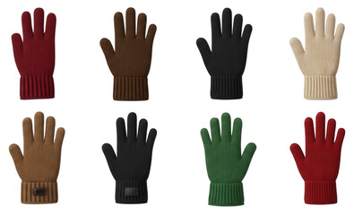 Fototapeta premium Knitted winter gloves png colorful mittens png cold weather png checkered background