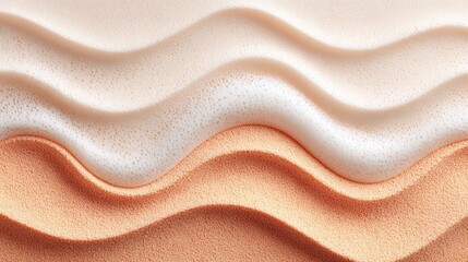 Textured layers of cosmetic cream and foam flow in continuous undulating patterns