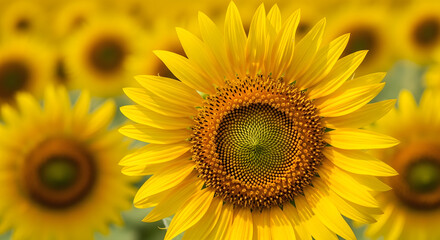 Obraz premium Vibrant sunflower in full bloom with a bright blue sky background