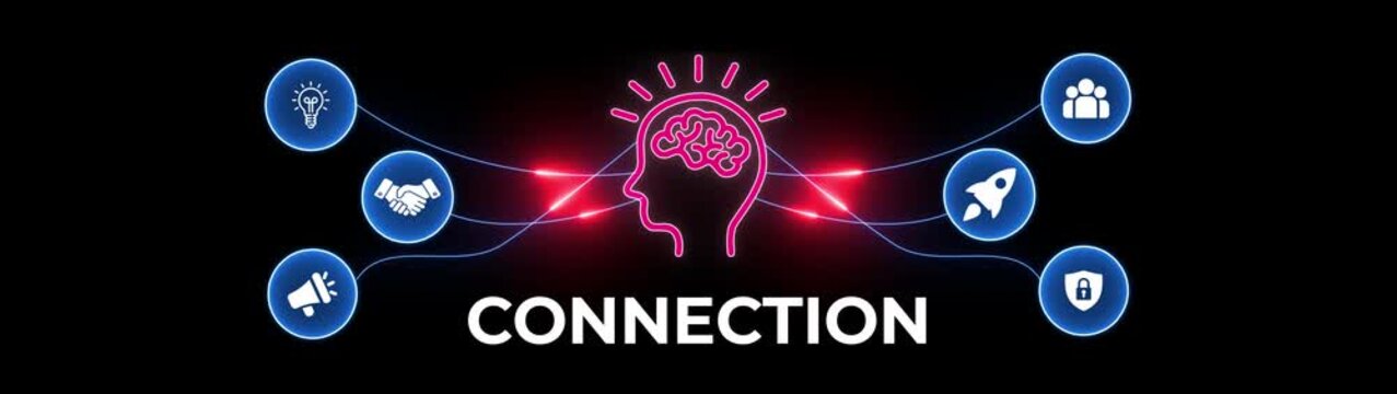 Connection Concept with Brain and Representing Business Communication Technology