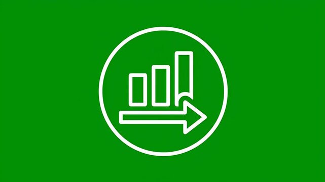 Green Screen Bar Graph Down Arrow Icon Animation Footage