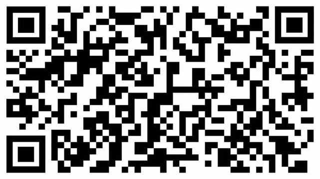 Minimalist black and white QR code background, ideal for technology, digital marketing, business, and modern design projects. Full HD and looping animation.
