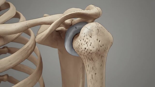 anatomical shoulder joint model closeup scapula humerus