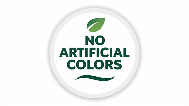Green Leaf No Artificial Colors Label Graphic Animation White Background