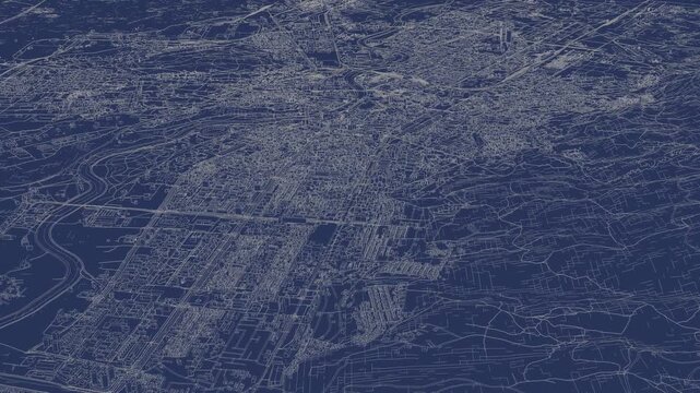 3D looped animation of city - Skopje North Macedonia