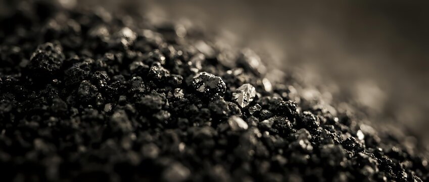 Rich dark soil texture with organic matter and small particles creating natural earth surface for gardening and agriculture applications.