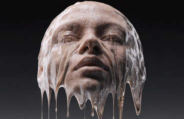 Melting Face Sculpture