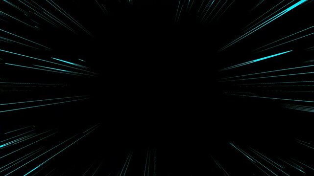 Anime comic speed lines. Radial speed lines on black. Light speed velocity lines. Flash action, manga style comic background. Motion graphics of swap background
