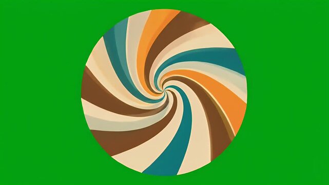 Green Background Swirling Retro Pattern Motion Graphic Loop Footage