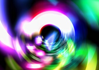 カラフルな光が渦巻く抽象的な背景｜回転する光の円形グラデーションアート