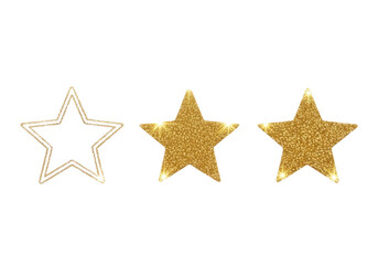 Obraz premium Three golden stars isolated on transparent background