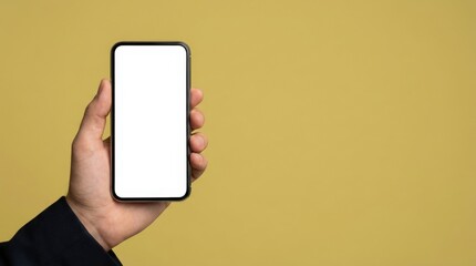 Hand Holding Smartphone with Blank Screen.