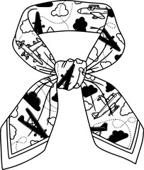 Obraz premium Stylish tied scarf with an adventurous airplane pattern