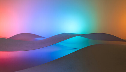 Obraz premium Vibrant rainbow colored waves on abstract landscape background