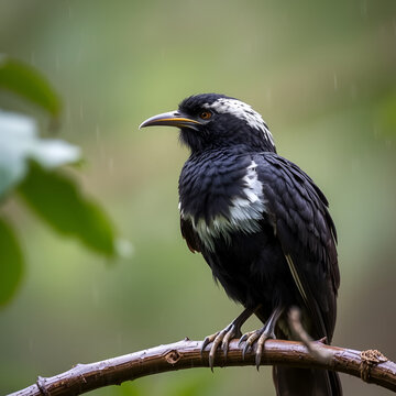 White-browed Coucal (Centropus superciliosus) with wet plumage after a rain storm in South Luangwa National Park, Zambia