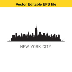 New York City Skyline Silhouette Vector Illustration