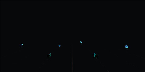 Abstract green motion background with bright magic energy particles and a flash of light for a dark business animation © Midul