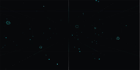 Abstract blue background with magic gold stars and bright light particles creates a festive Christmas night design over dark space © Midul