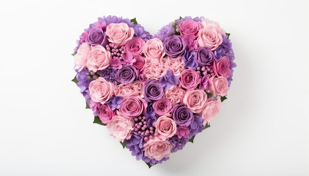 Heartfelt Blooms: A stunning floral arrangement meticulously crafted in the shape of a heart, displaying a symphony of beautiful colors and textures, showcasing love and affection.