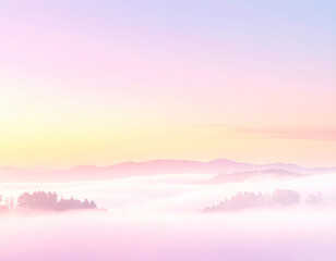 Obraz premium 雲海に浮かぶ山々とパステルカラーの空/Sea of clouds with mountains and pastel-colored sky
