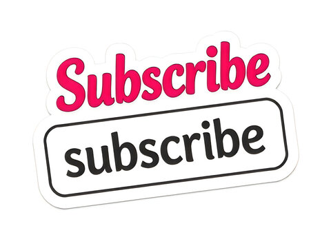 Double subscribe message sticker featuring pink script and black block text on white label
