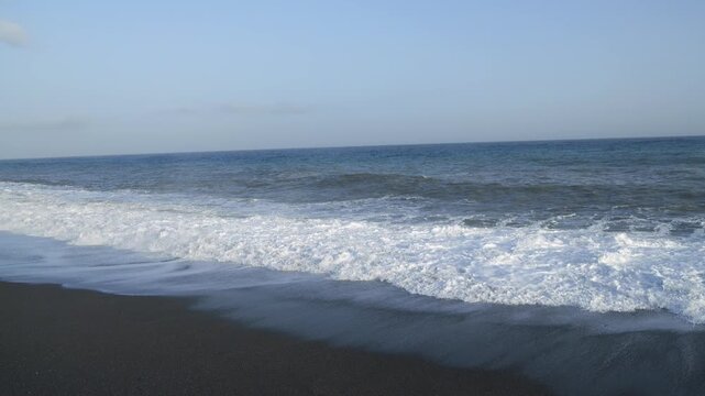 View of the beach and coastline at Santa Teresa di Riva and Furci Siculo in January 2026, before Cyclone Harry, Sicily, Italy
