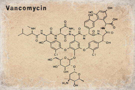 Vancomycin molecule, antibiotic, chemical structure