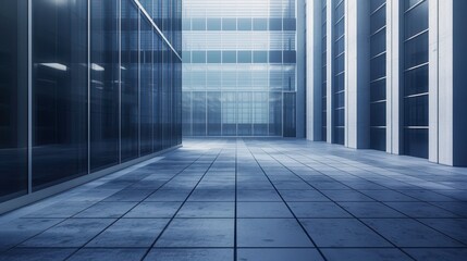 Fototapeta premium Modern Architectural Interior with Glass and Concrete Elements