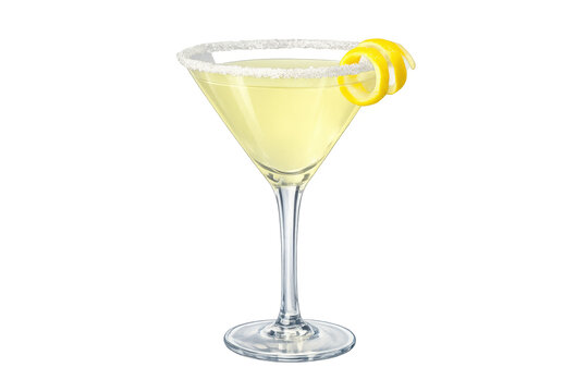 Lemon drop martini cocktail with sugar rim and lemon twist