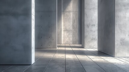 Obraz premium Modern Minimalist Interior with Concrete Walls and Natural Light