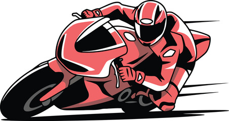 Motorcyclist racing fast on sport bike with speed lines conveying motion and power © Laila