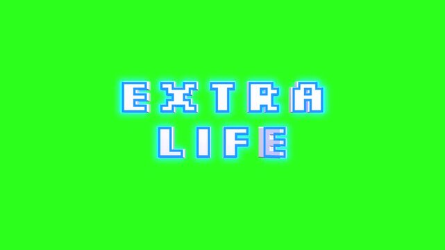 Extra Life 3D style text message animation on green background