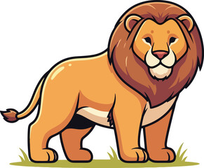 Obraz premium Male Lion Cartoon Character Illustration.