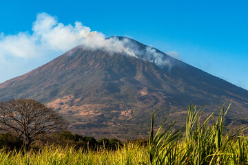 Daytime Tranquil Landscape Majestic Chaparrastique Volcano. El Salvador, Central America Scenery © Mario