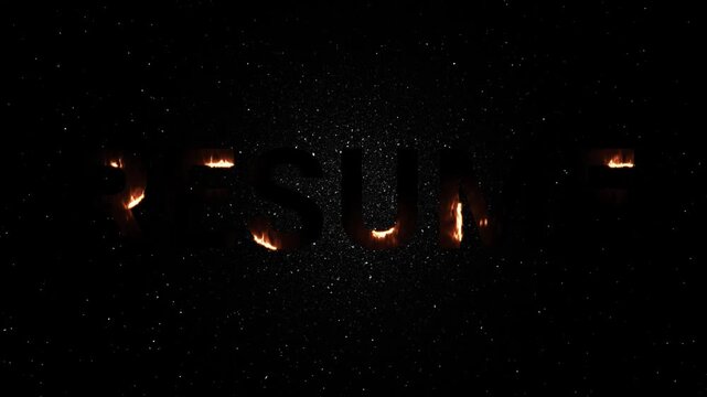 Resume Text Neon Fire Animation - Glowing Energy Word Reveal