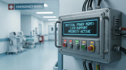 Hospital corridor, emergency ward, medical device, control panel, power supply, energy, resilience support critical care safety