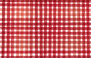 かすれ加工のギンガムチェック背景 赤のグラデーション