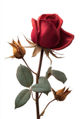 Red rose bud red rose stem rose leaves dried rose bud dried rose blossom romantic flower closeup botanical still life floral studio photography