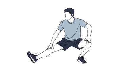 Fototapeta premium Man Stretching Legs in Exercise Position.