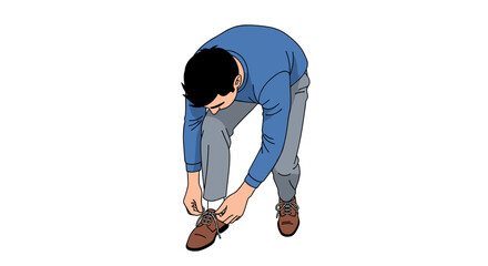 Man Tying Shoelaces on Brown Shoes.