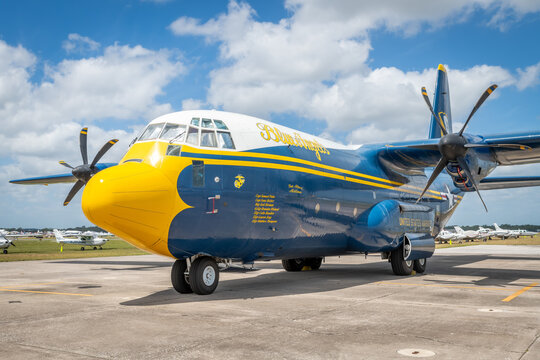 Fat Albert, the Blue Angels C130 transport aircraft, parked on the tarmac