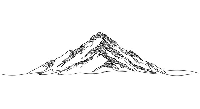 Clean line vector of a mountain peak isolated on a transparent background with unique outlines and gradients representing natural beauty and outdoor scenery