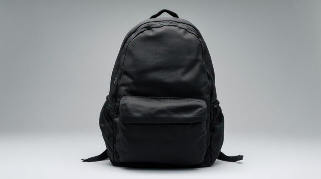 Black backpack on a white background