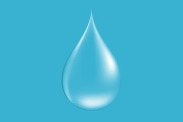 Fototapeta premium Realistic Transparent Water Drop, Soft 3D Liquid Illustration Isolated on White